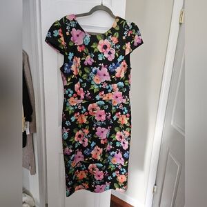 Vintage Betsey Johnson Black Floral Midi Dress